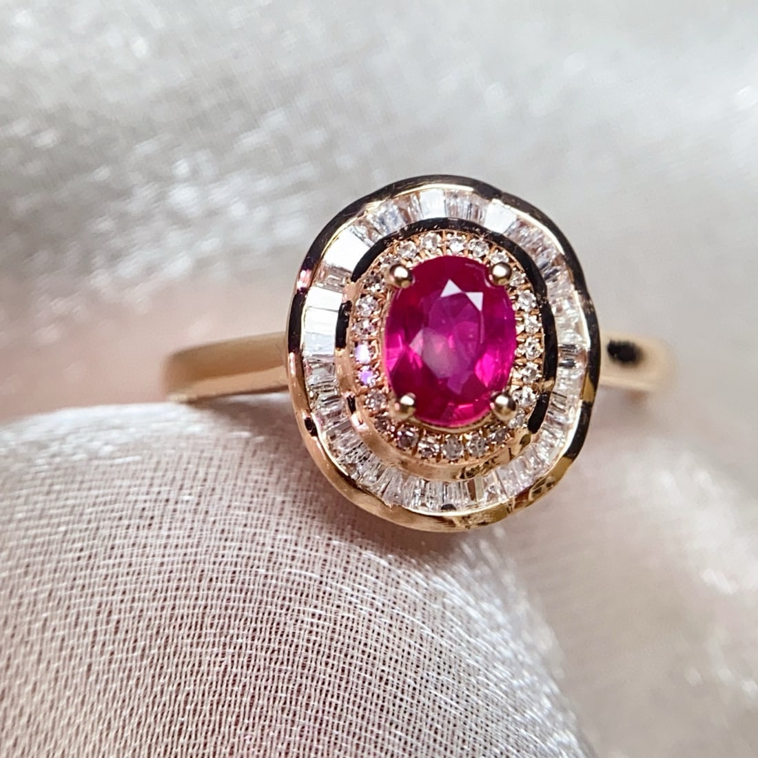 14k Gold 0.58 Ct Natural Ruby & Diamond Ring - 4