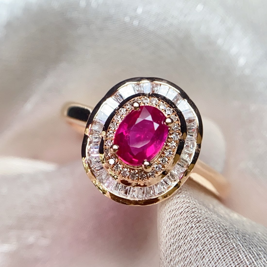 14k Gold 0.58 Ct Natural Ruby & Diamond Ring - 5