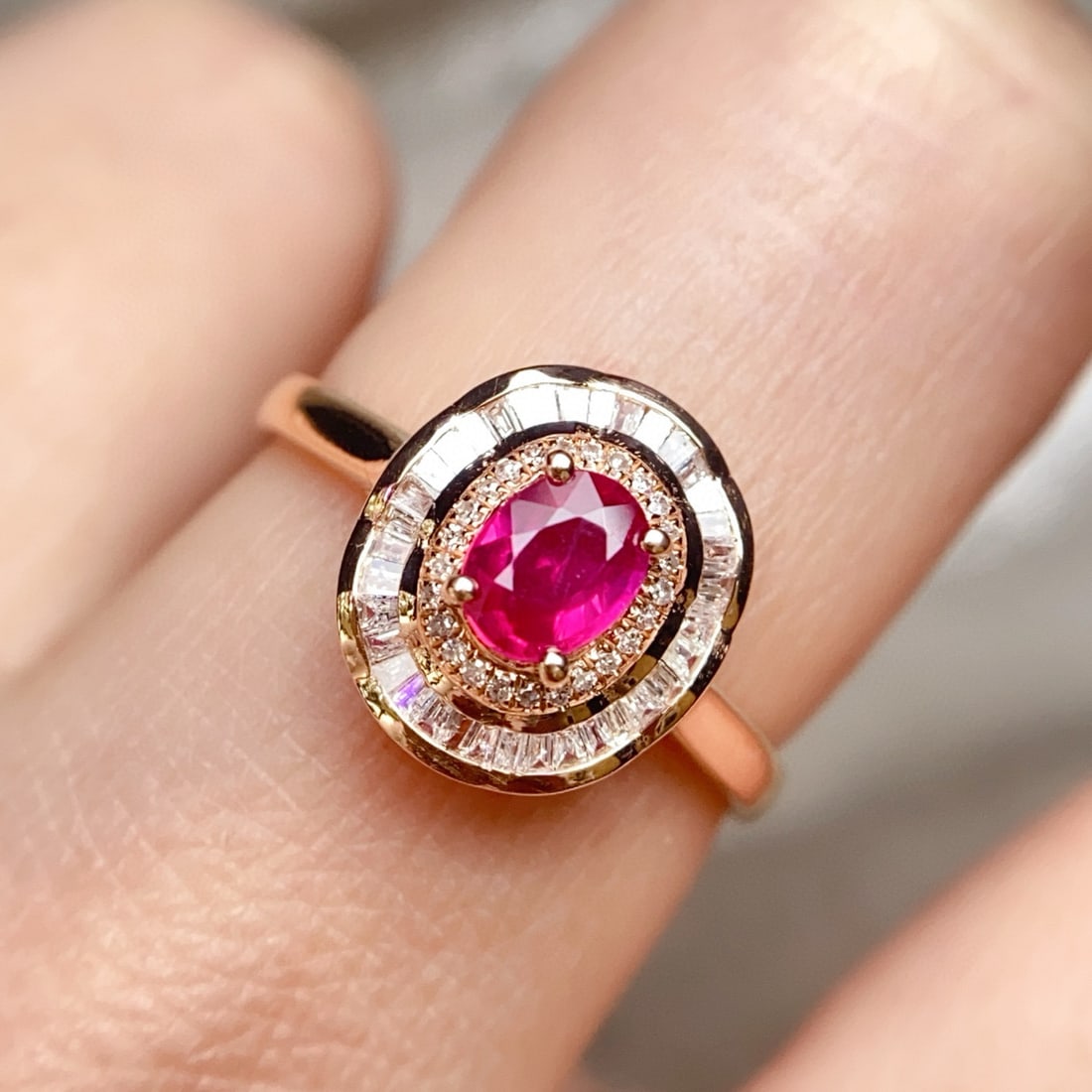 14k Gold 0.58 Ct Natural Ruby & Diamond Ring - 6