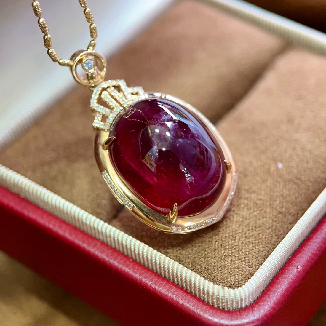14k Gold 28.22 Ctw Natural Tourmaline & Diamond Pendant( Without Chain ) - 3