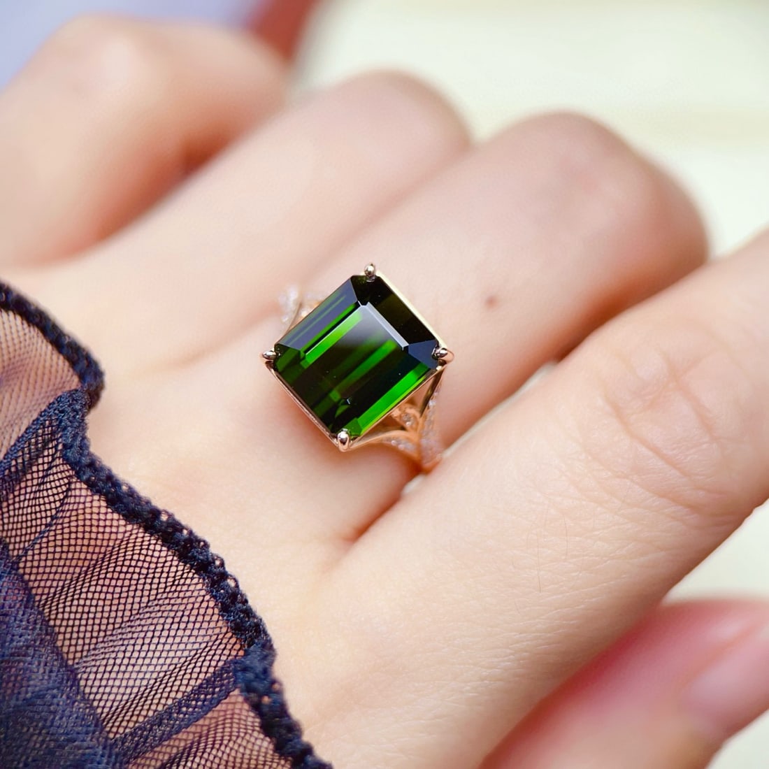 14k Gold 5.61 Ctw Natural Tourmaline & Diamond Ring - 6