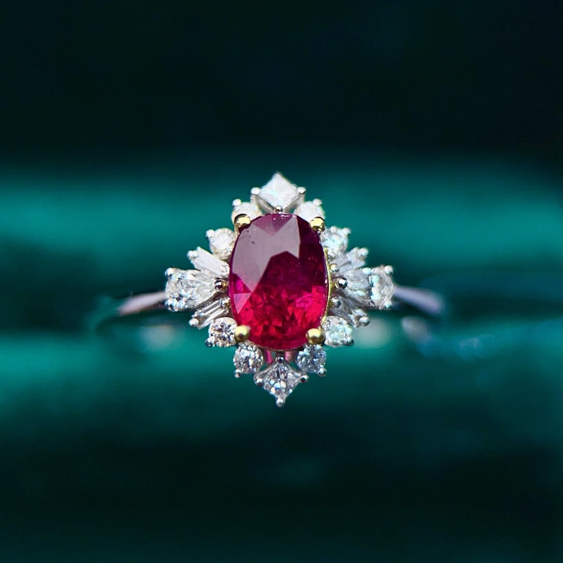 14k Gold 1.41 Ctw Natural Tourmaline & Diamond Ring: Ref:230975086 // gold content:14k gold // ring size:7. 25us // // main gemstone:tourmaline // shape:oval // carat weight:1. 1ct // color:red // treatment:natural // // adjacent gemstone 2 : diamond