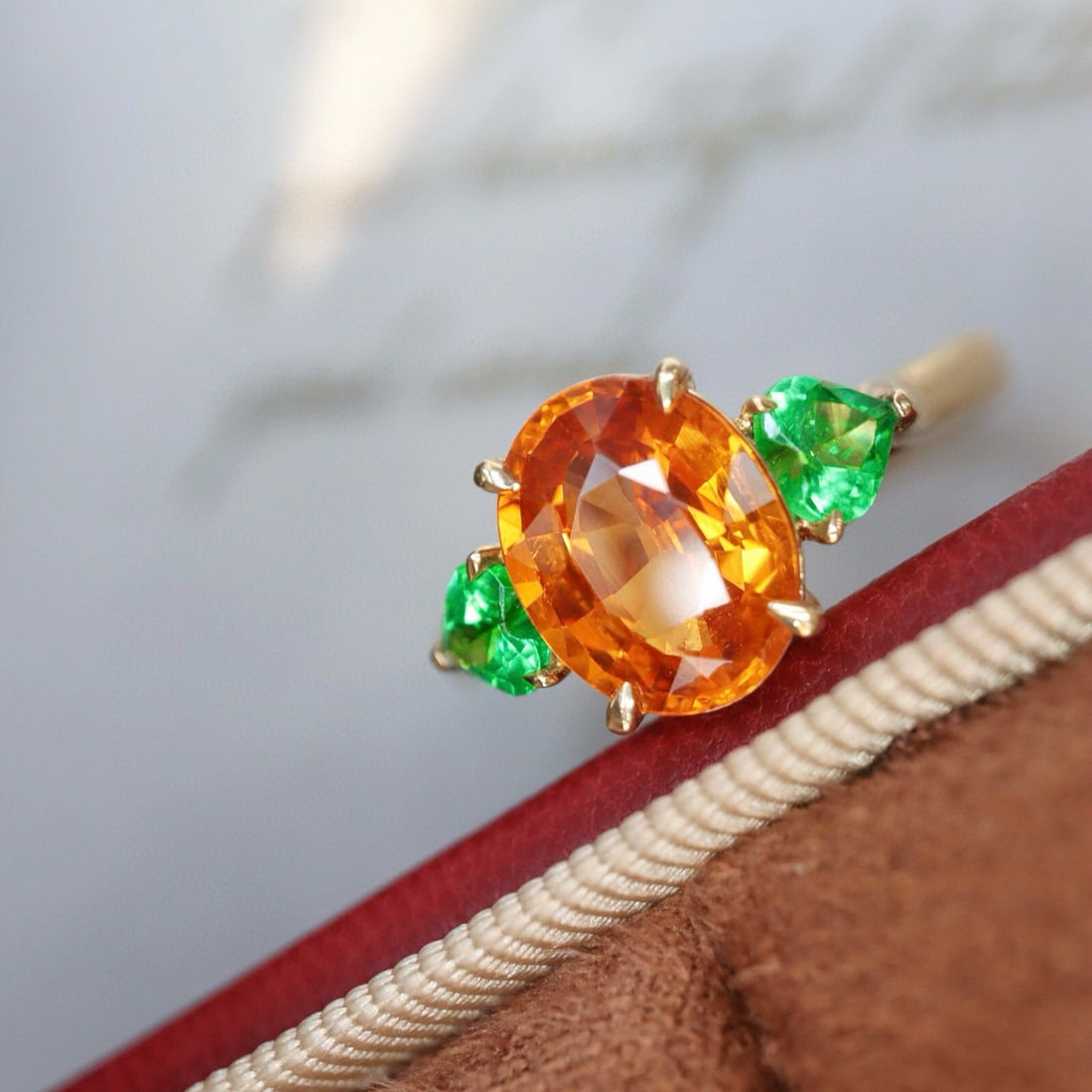 14k Gold 2.92 Ctw Natural Spessartine & Tsavorite Ring - 5