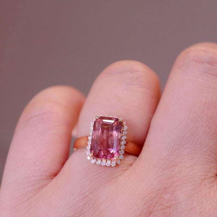 14k Gold 3.88 Ct Natural Tourmaline & Diamond Ring - 3