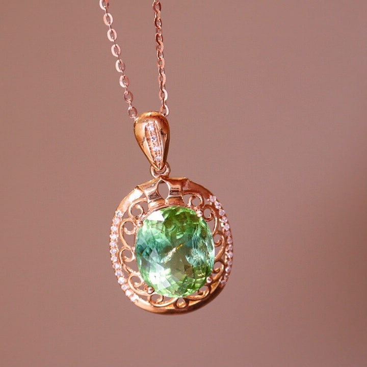 14k Gold 4.1 Ct Natural Tourmaline & Diamond Pendant( Without Chain ) - 4