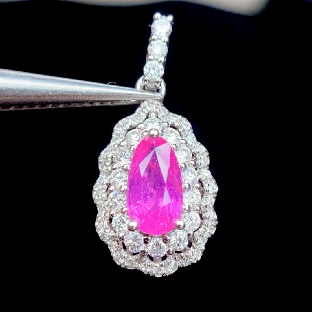 14k Gold 0.7 Ct Natural Sapphire & Diamond Pendant( Without Chain ) - 3