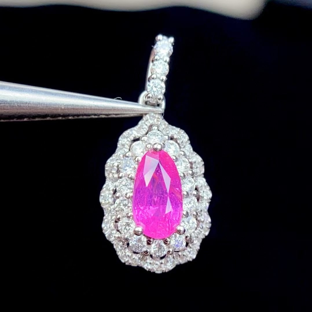 14k Gold 0.7 Ct Natural Sapphire & Diamond Pendant( Without Chain ) - 6