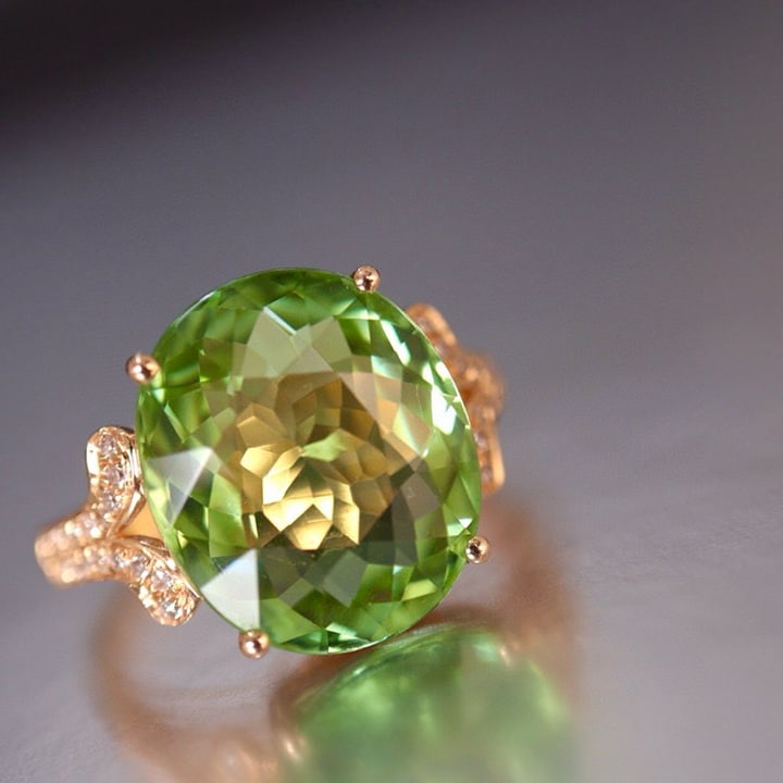 14k Gold 7.9 Ct Natural Tourmaline & Diamond Ring - 4