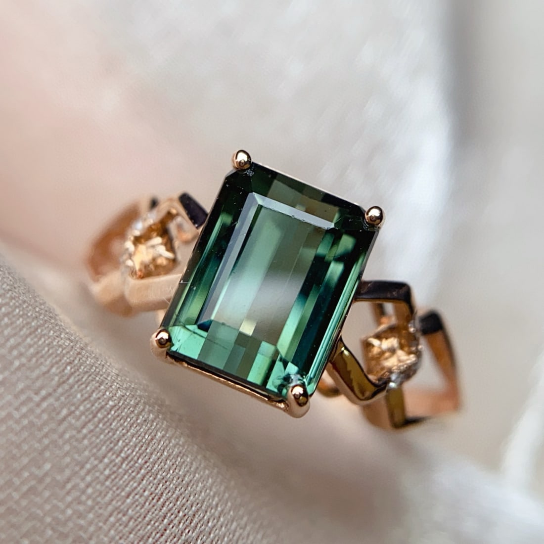 14k Gold 2.05 Ct Natural Tourmaline & Diamond Ring - 2