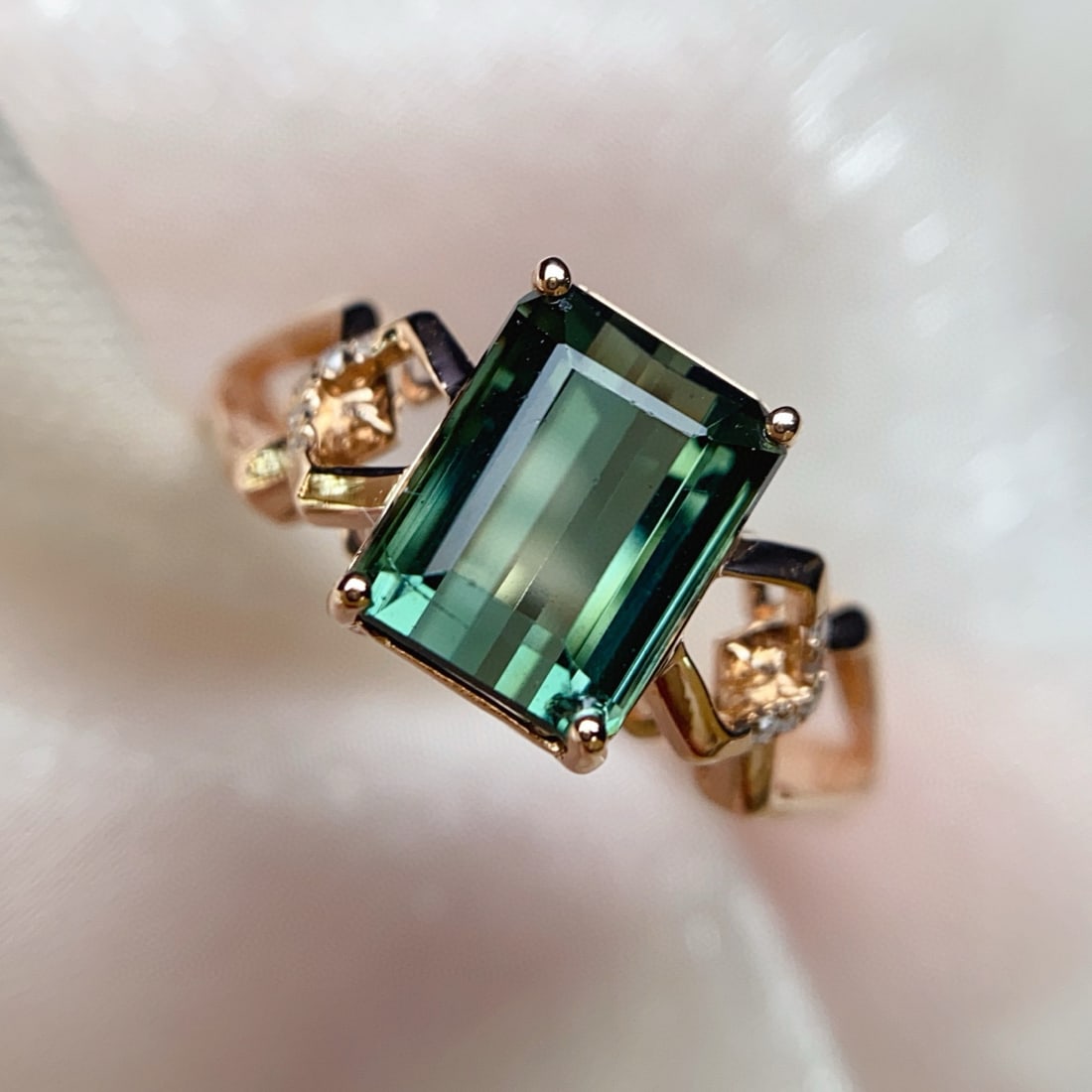 14k Gold 2.05 Ct Natural Tourmaline & Diamond Ring - 3