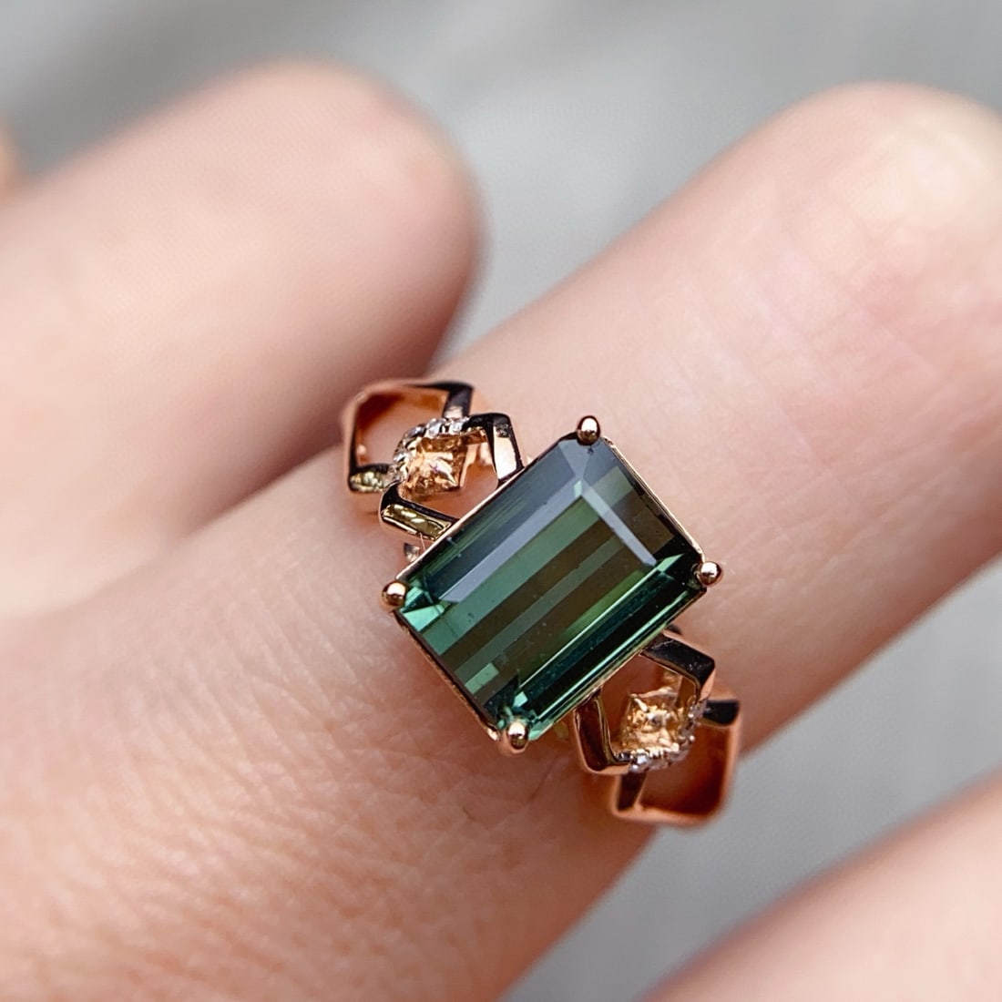14k Gold 2.05 Ct Natural Tourmaline & Diamond Ring - 6