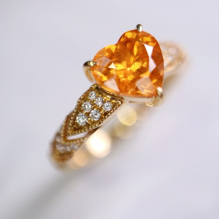 14k Gold 1.89 Ctw Natural Spessartine & Diamond Ring - 4