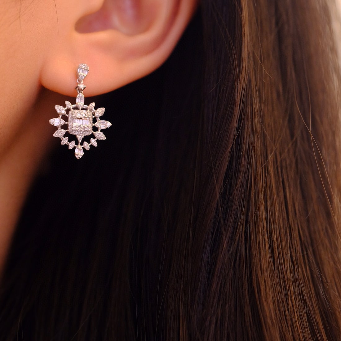 14k Gold 0.86 Ct Natural H Diamond Earrings - 6
