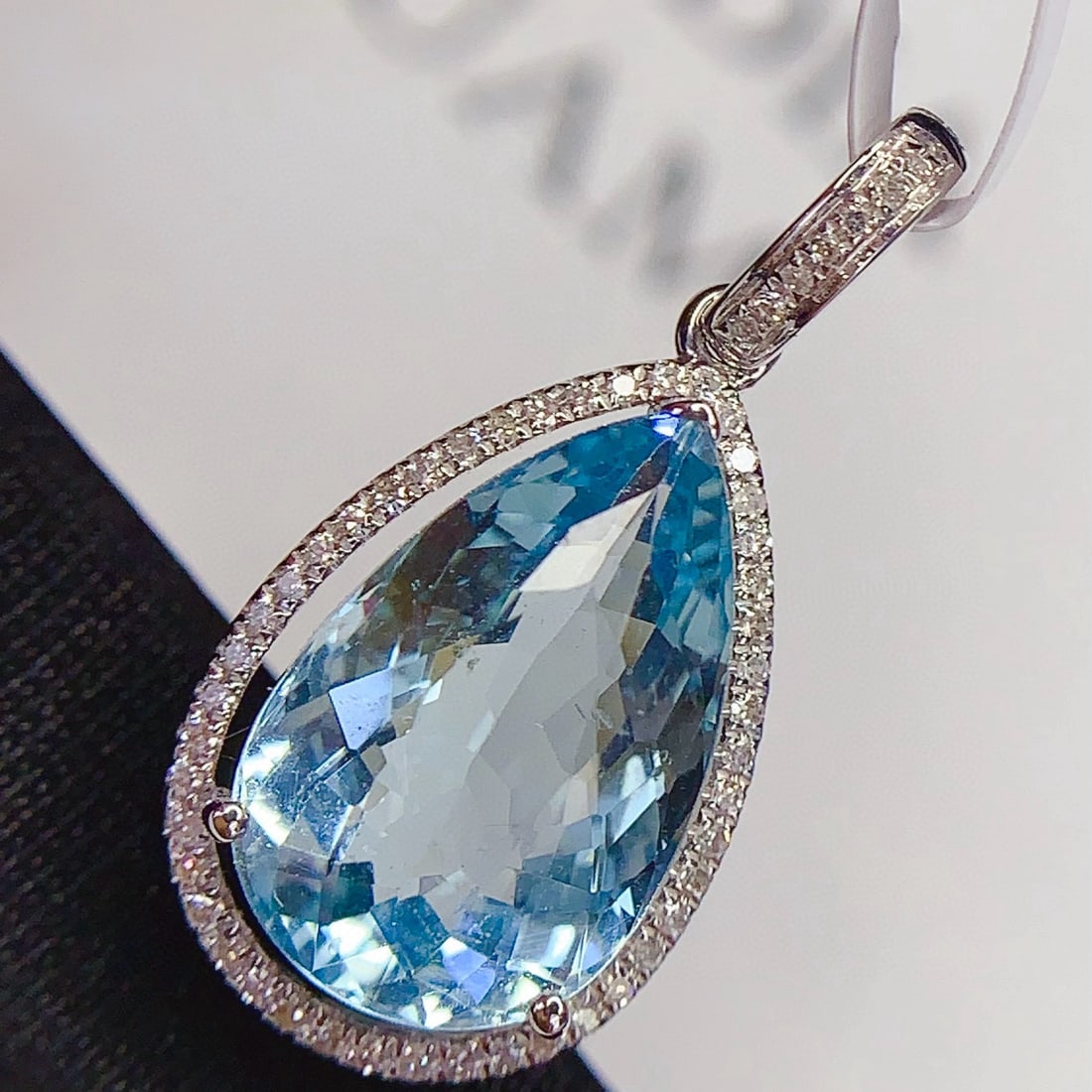 14k Gold 3.2 Ct Natural Aquamarine & Diamond Pendant( Without Chain ) - 3