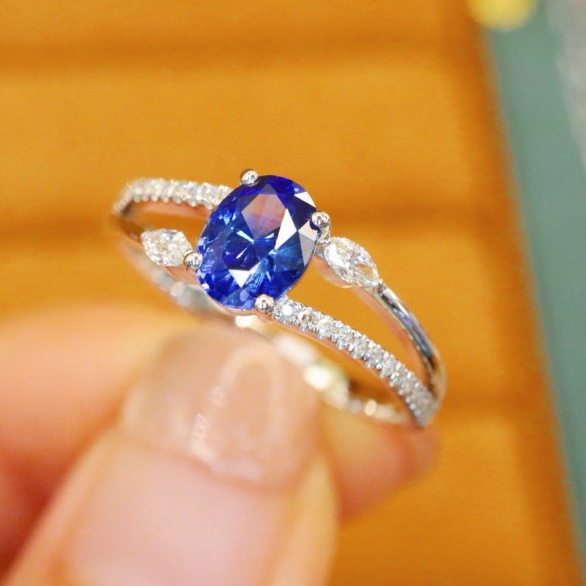 14k Gold 1.02 Ctw Natural Sapphire & Diamond Ring - 3