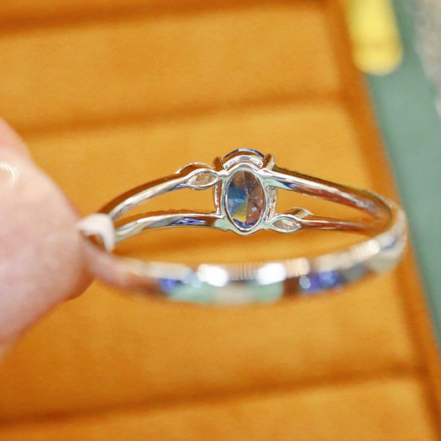 14k Gold 1.02 Ctw Natural Sapphire & Diamond Ring - 4