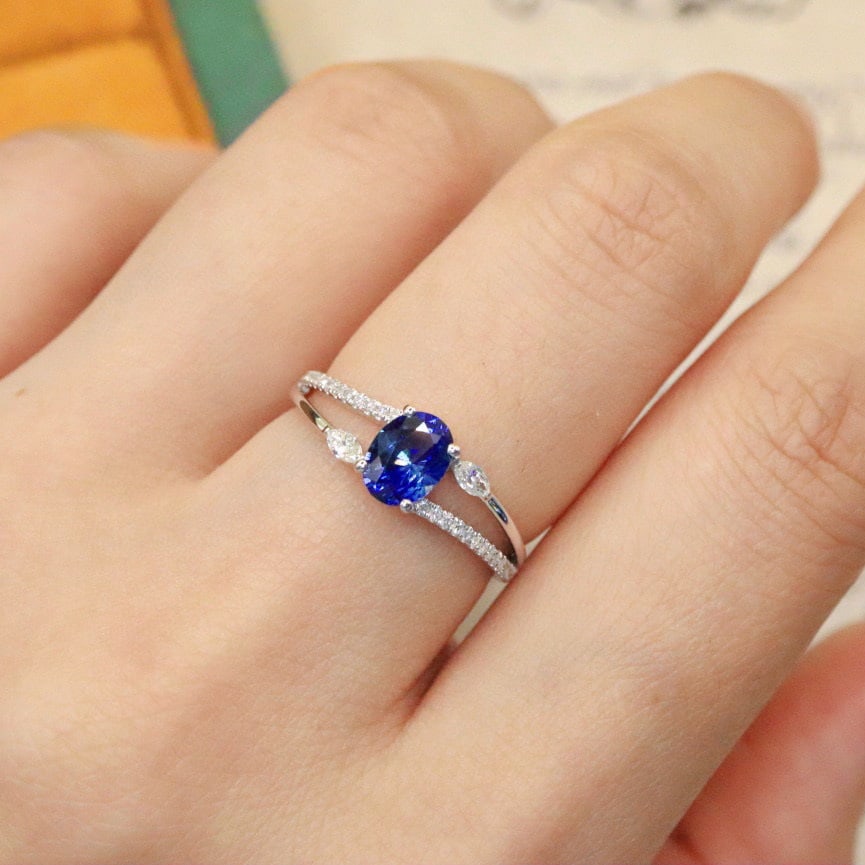 14k Gold 1.02 Ctw Natural Sapphire & Diamond Ring - 5