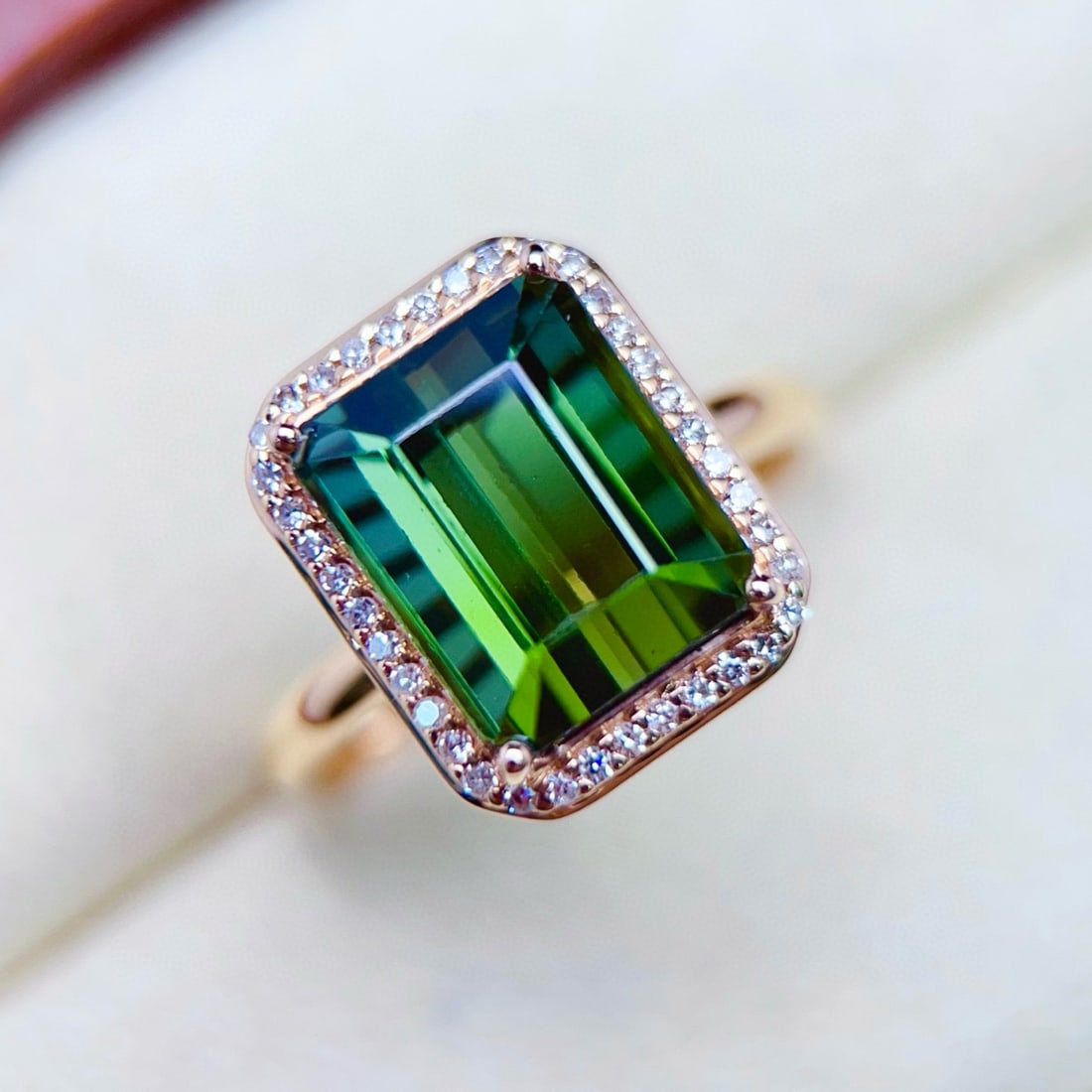 14k Gold 6.29 Ctw Natural Tourmaline & Diamond Ring - 2