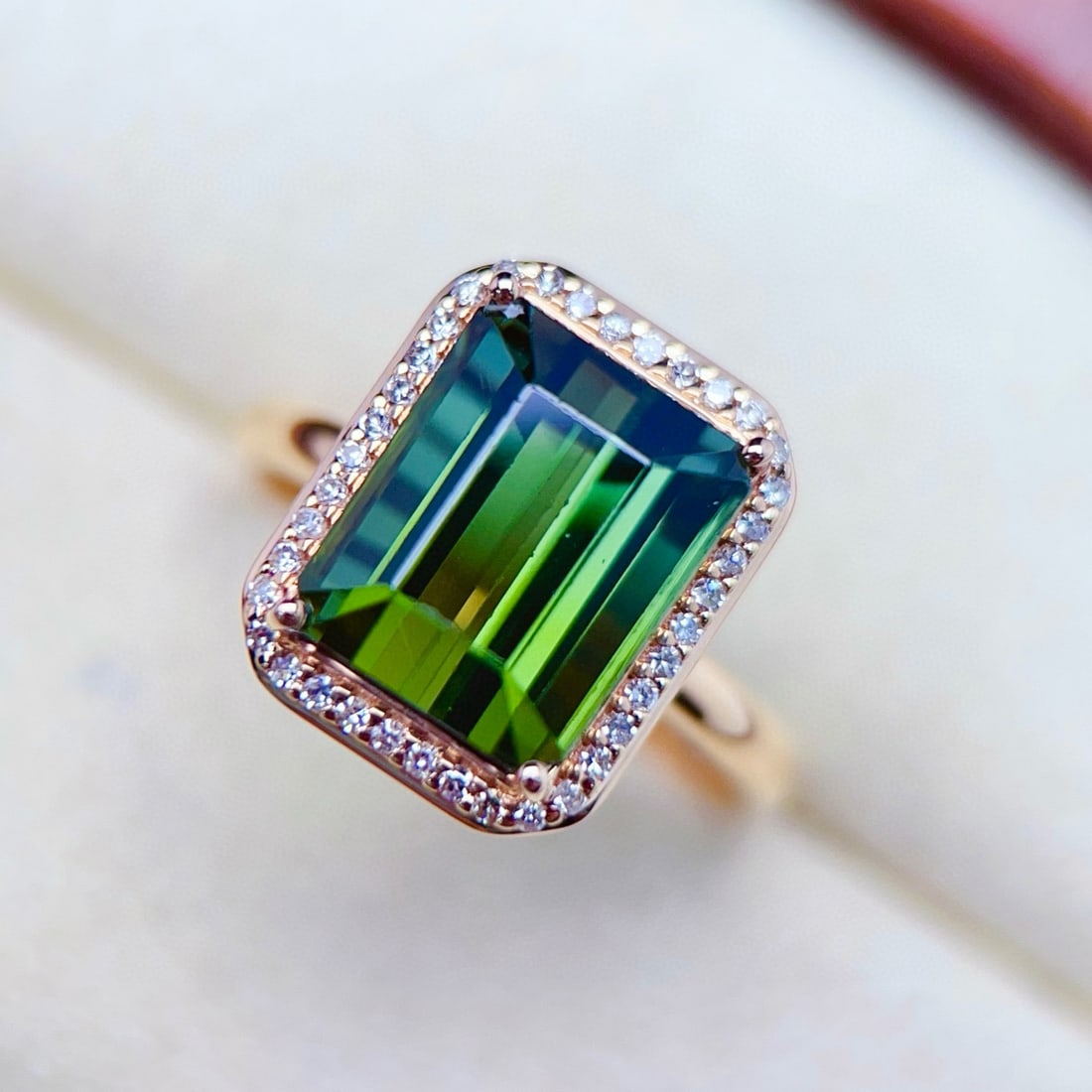 14k Gold 6.29 Ctw Natural Tourmaline & Diamond Ring - 3