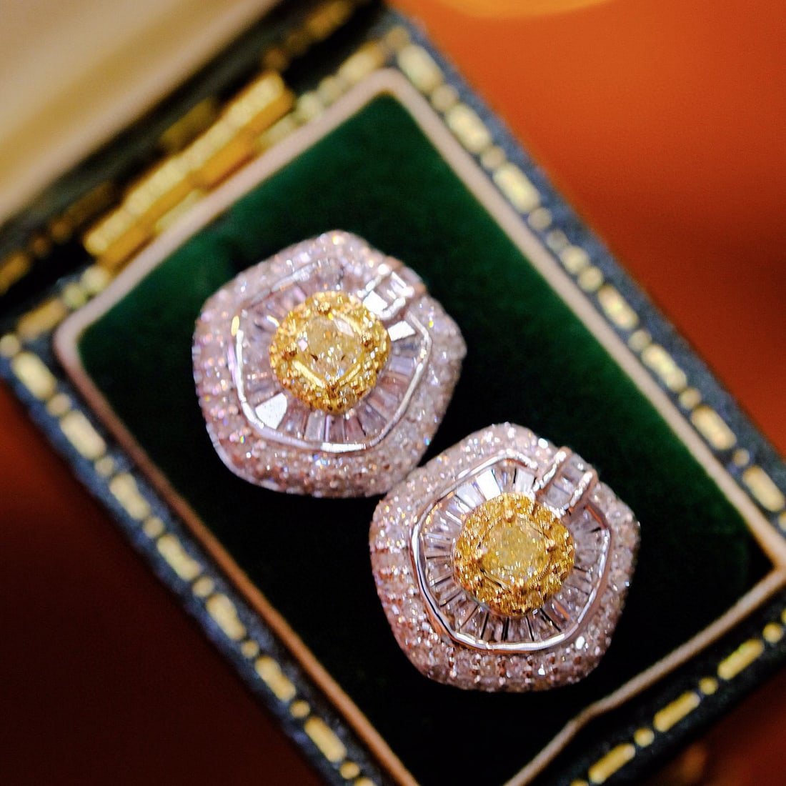14k Gold 1 Ct Natural Color Diamond Earrings - 2