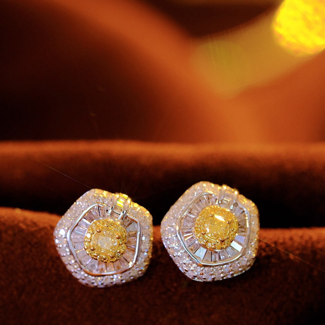 14k Gold 1 Ct Natural Color Diamond Earrings - 6