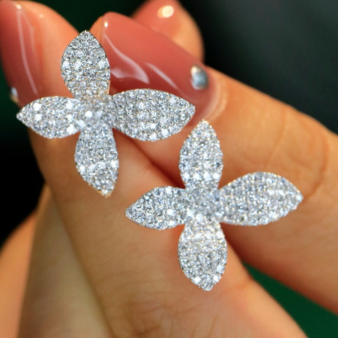 14k Gold 1.4 Ct Natural H Diamond Earrings - 5