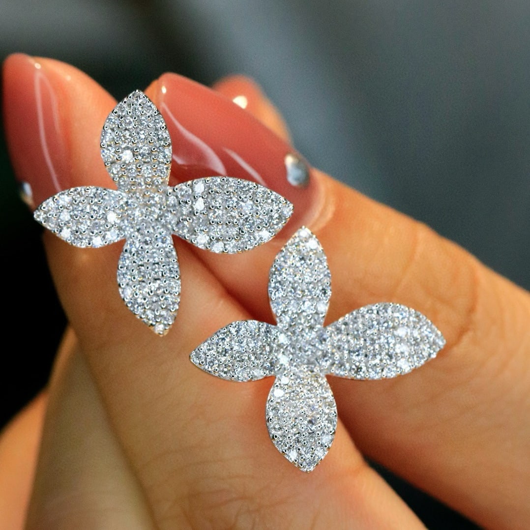 14k Gold 1.4 Ct Natural H Diamond Earrings - 6