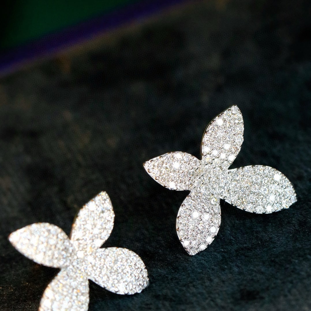 14k Gold 1.4 Ct Natural H Diamond Earrings - 8