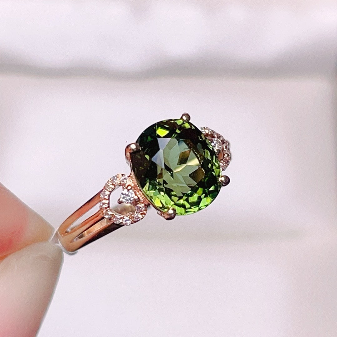 14k Gold 2.7 Ct Natural Tourmaline & Diamond Ring - 2