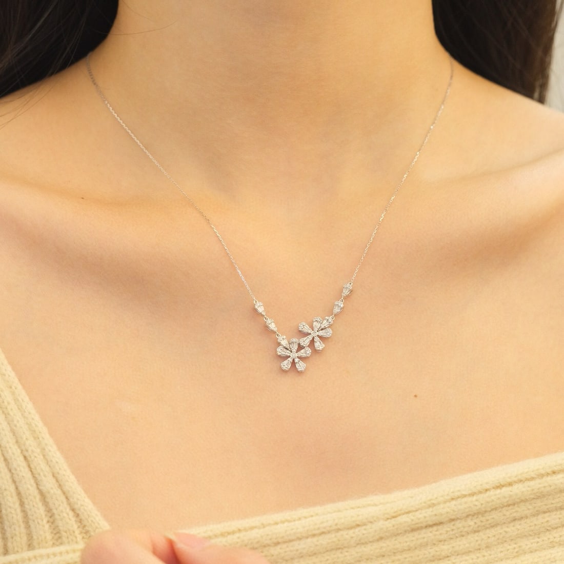 14k Gold 0.5 Ct Natural H Diamond Necklace - 6