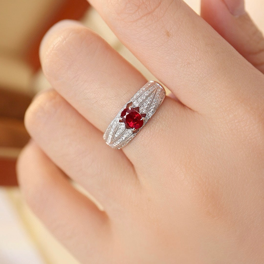 14k Gold 1.01 Ctw Natural Ruby & Diamond Ring - 2