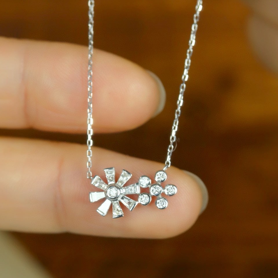 14k Gold 0.50 Ct Natural H Diamond Necklace - 3