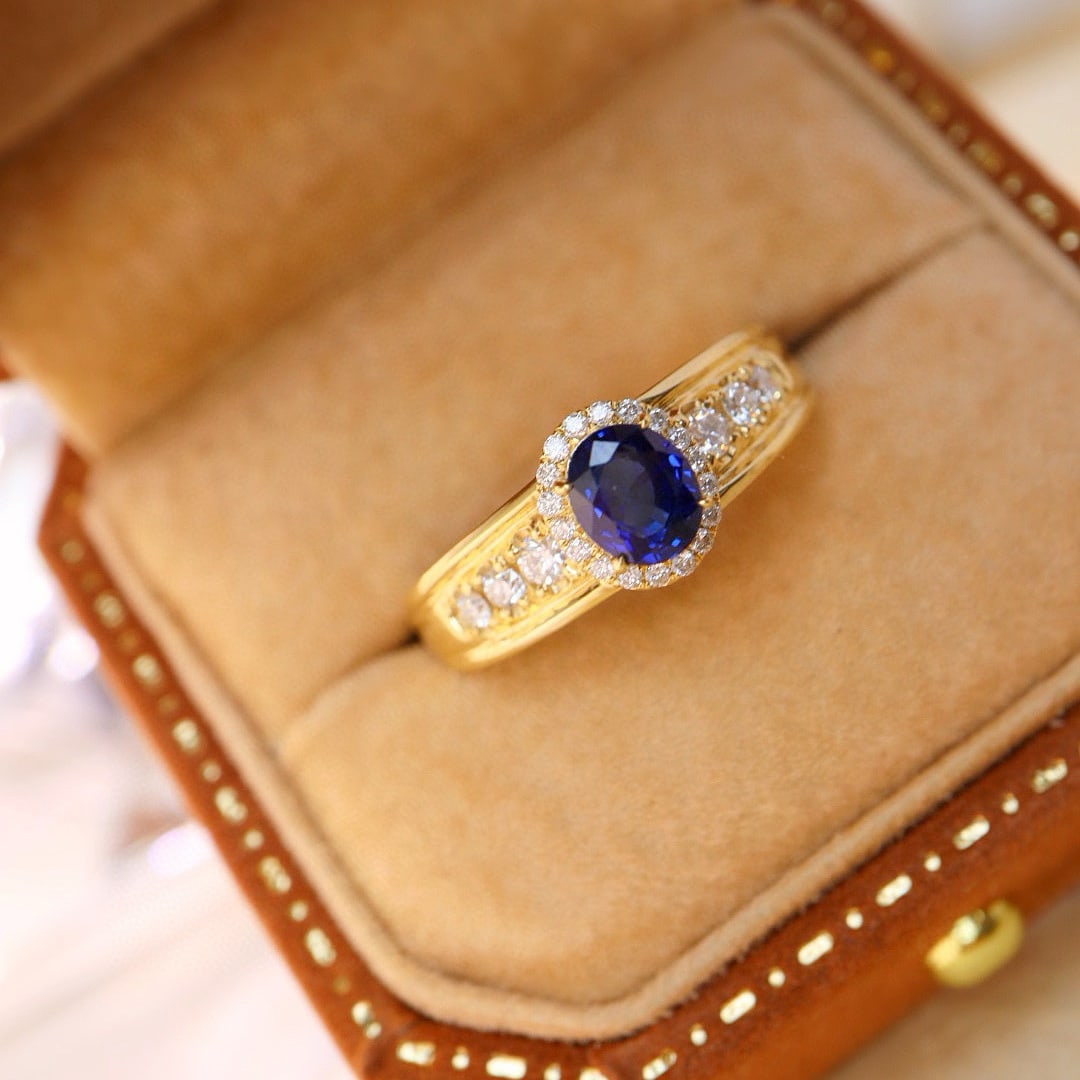 14k Gold 1.04 Ctw Natural Sapphire & Diamond Ring - 5