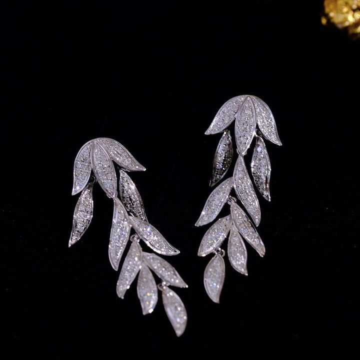 14k Gold 0.96 Ct Natural H Diamond Earrings - 3