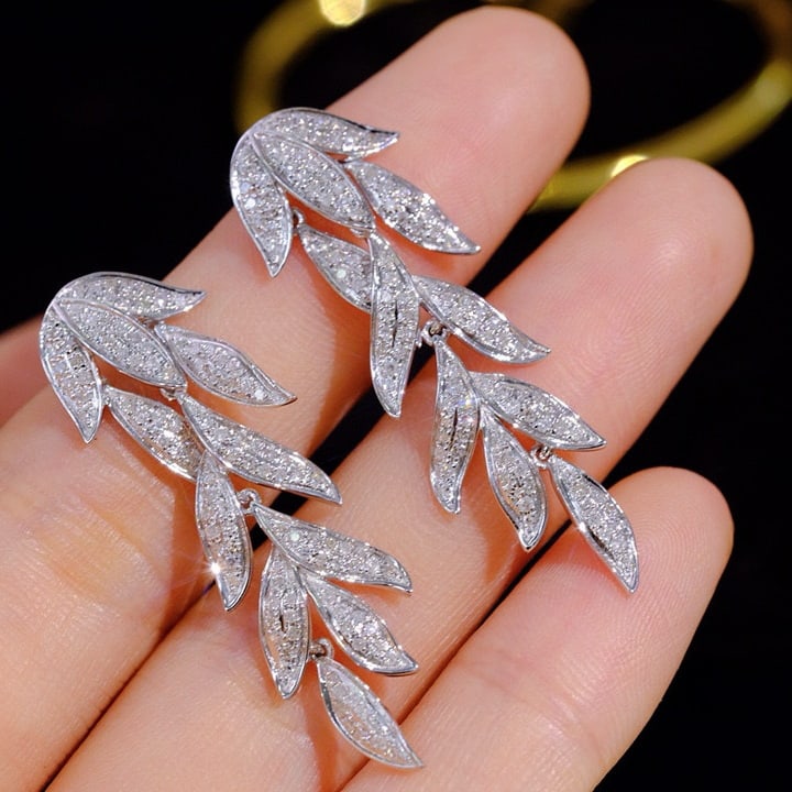 14k Gold 0.96 Ct Natural H Diamond Earrings - 4