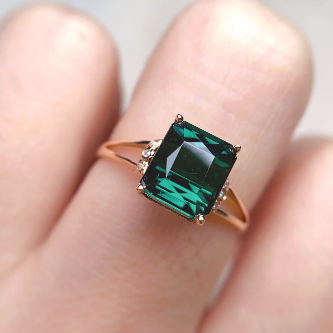 14k Gold 2.80 Ct Natural Tourmaline & Diamond Ring - 6