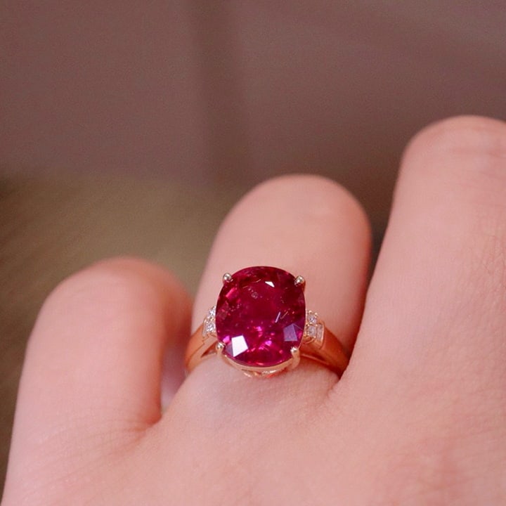 14k Gold 5.67 Ct Natural Tourmaline & Diamond Ring - 4