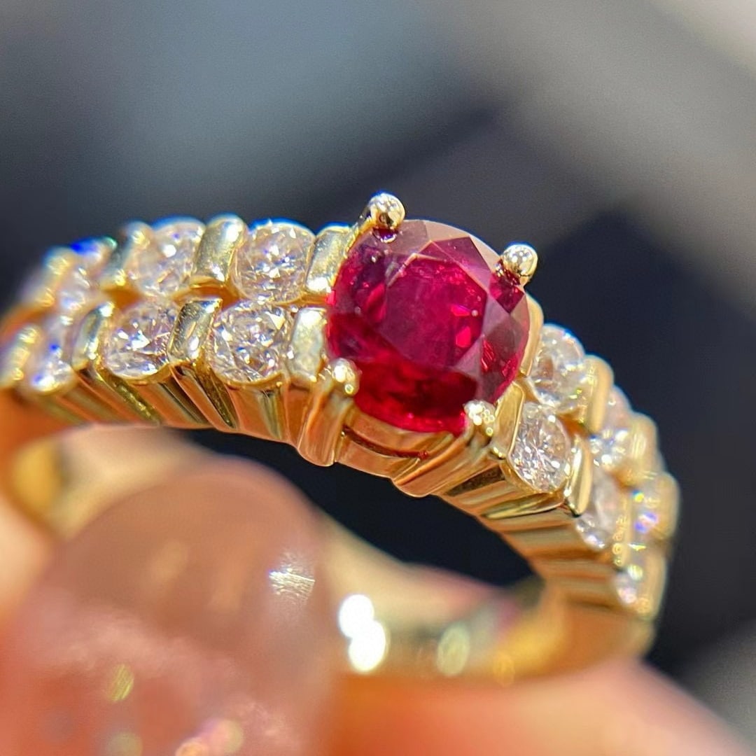 14k Gold 1.26 Ctw Natural Ruby & Diamond Ring - 4