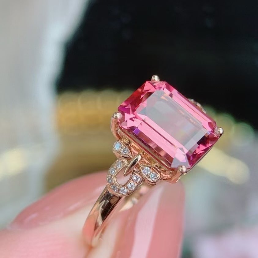 14k Gold 2.65 Ct Natural Tourmaline & Diamond Ring - 3