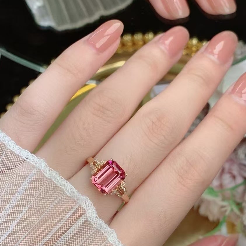 14k Gold 2.65 Ct Natural Tourmaline & Diamond Ring - 5