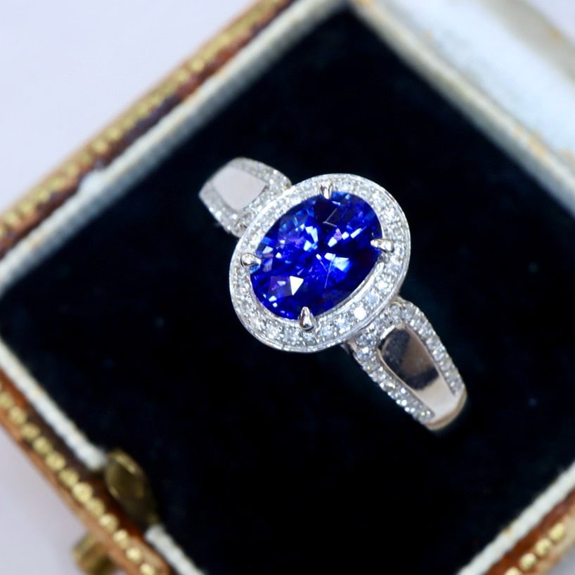 14k Gold 1.19 Ctw Natural Sapphire & Diamond Ring - 2
