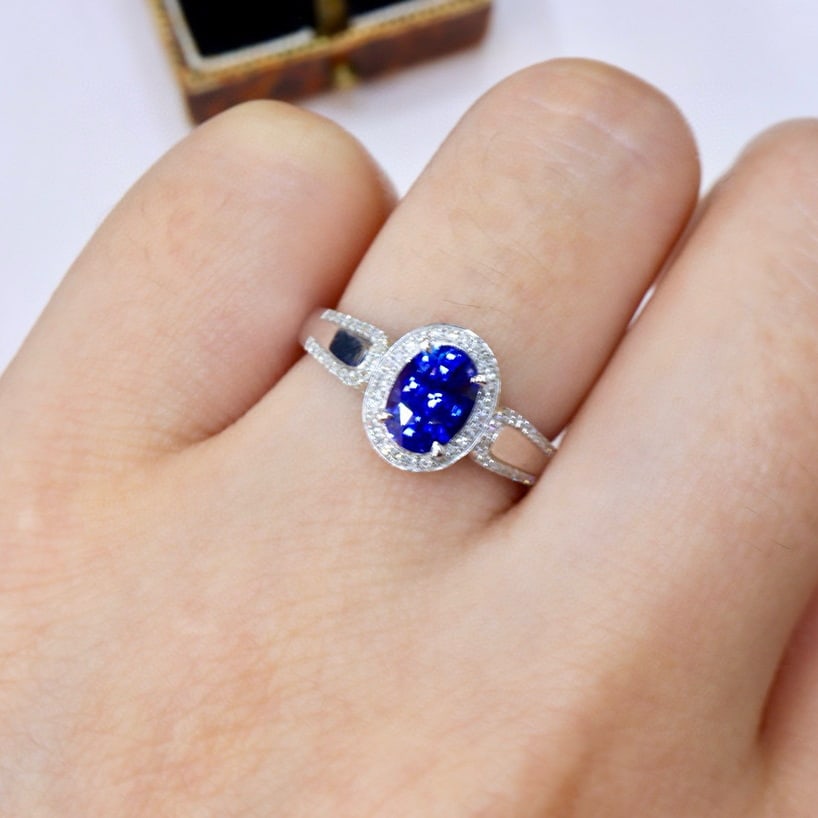 14k Gold 1.19 Ctw Natural Sapphire & Diamond Ring - 4