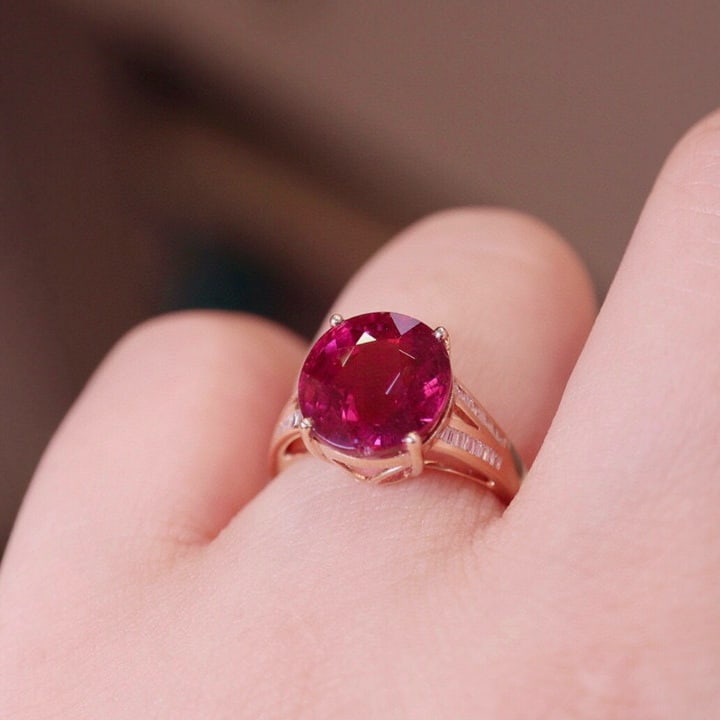 14k Gold 5.82 Ct Natural Tourmaline & Diamond Ring - 4
