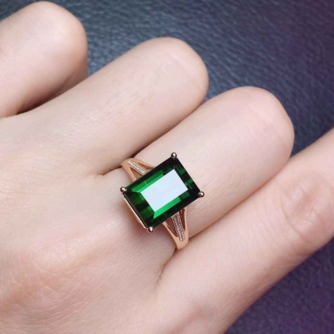 14k Gold 5.7 Ct Natural Tourmaline & Diamond Ring - 2