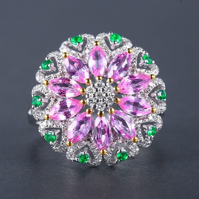 14k Gold 2.34 Ctw Natural Sapphire & Diamond Ring: Ref:230976001 // gold content:14k gold // ring size:7. 25us // // main gemstone:sapphire // shape:marquise // carat weight:1. 88ct // color:pink // treatment:natural // // adjacent gemstone 2 : diamon