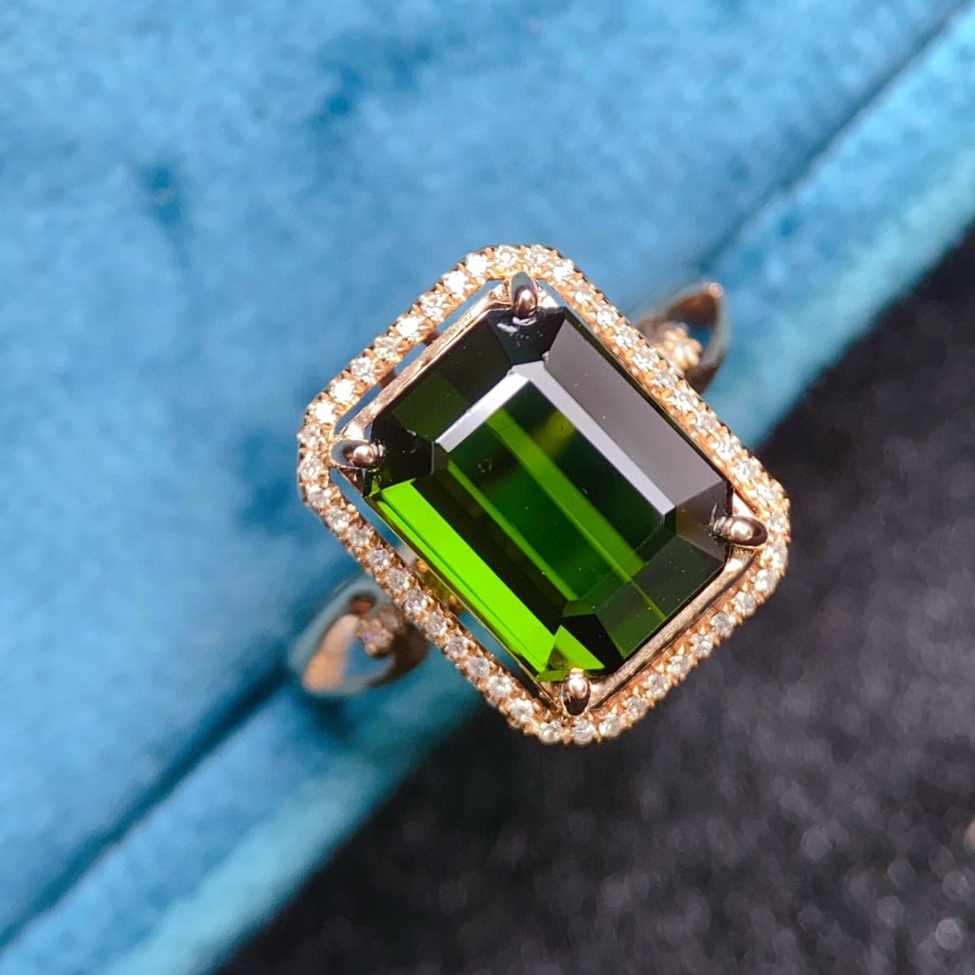14k Gold 5.40 Ctw Natural Tourmaline & Diamond Ring - 2