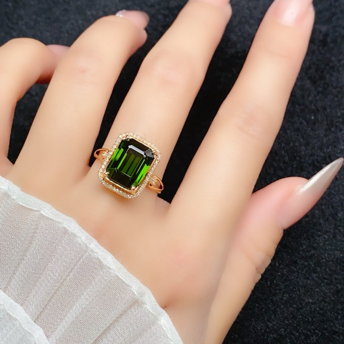 14k Gold 5.40 Ctw Natural Tourmaline & Diamond Ring - 4