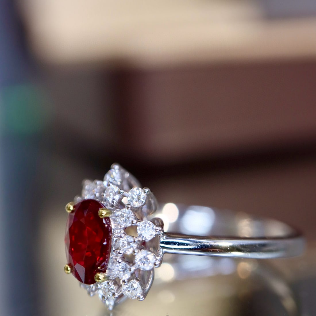 14k Gold 0.99 Ctw Natural Ruby & Diamond Ring - 7