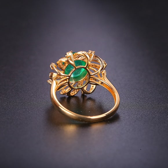 14k Gold 2.14 Ctw Natural Emerald & Diamond Ring - 4