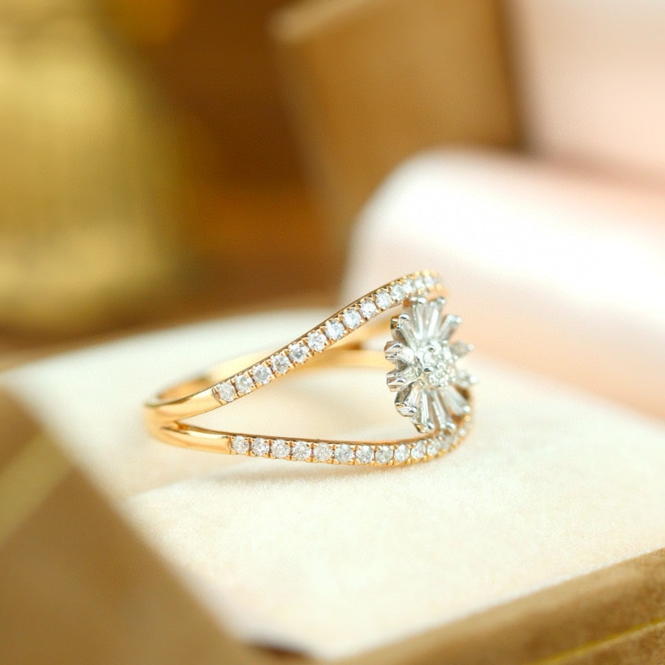 14k Gold 0.50 Ct Natural H Diamond Ring - 2